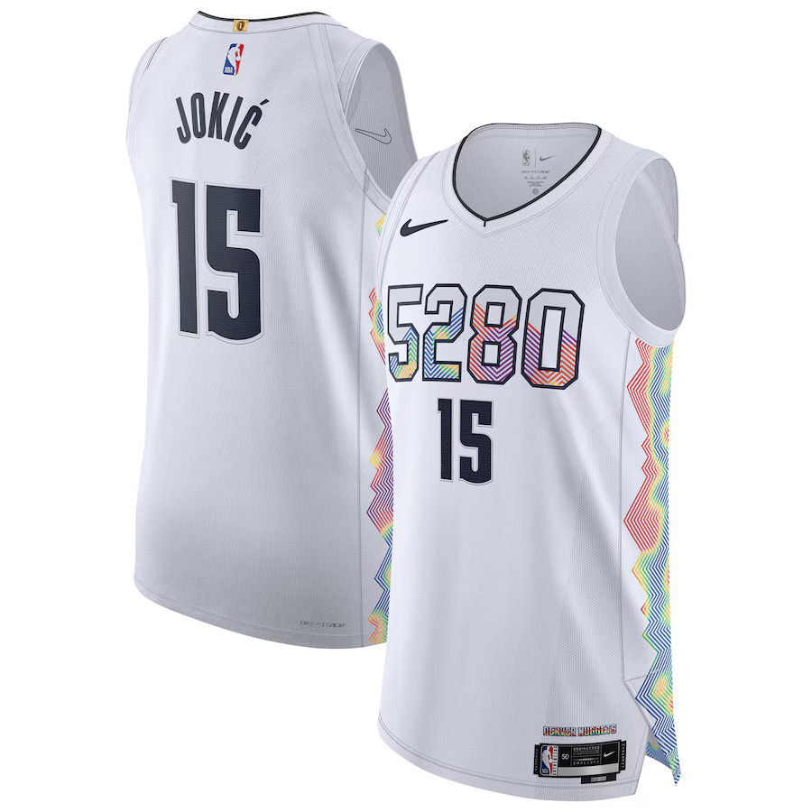 Men Denver Nuggets #15 Nikola Jokic Nike White City Edition 2024-25 Authentic Player NBA Jersey->denver nuggets->NBA Jersey